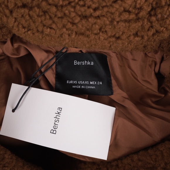 Bershka Zara Womens Teddy Coat Brown Shearling new - Picture 6 of 8